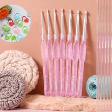 7pcs Pink Crochet Hooks + 30pcs Random Color Stitch Markers DIY Adult Crochet Set, Crochet Handmade Craft Kit - A - View 9