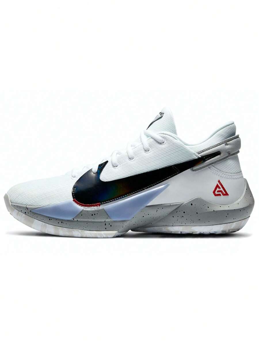 Nike Zoom Freak 2 EP Men's Basketball Shoes, White/Cement Grey Leather And Mesh Athletic Sneakers For Indoor Court Play - Default - View 1