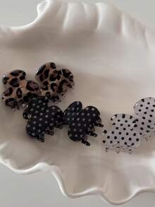 6pcs Girls Mini Leopard Print Polka Dot Hair Clips, Cute Cloud Shaped Small Hair Clips, Vintage Non-Slip Hair Accessories, Suitable For Women And Girls Daily Use - Multicolor - View 2