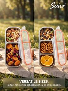 Portable Divided Lunch Box With Lid / Student & Office Worker Meal Box, Multi-Functional Fruit & Snack Airtight Container (2-Compartment/3-Compartment/4-Compartment Optional), Odor-Proof Stainless Steel Divided Fresh-Keeping Box, Sealed Lunch Box With Handle, Office Worker Weight Loss Meal/Fruit & Snack Storage Box, Portable Picnic Lunch Box - Multicolor - View 8