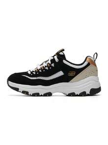 Skechers Women's D'LITES Series Fashion Lace-Up Sports Casual Shoes, 2026 Autumn New Colorblock Thick Sole Chunky Sneakers 8730066-BKGD - Black/Gold - View 7