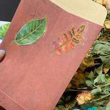 50Pcs Clear PET Gold Foil Leaf Stickers, Transparent Autumn Multicolor Maple Ginkgo Leaves With Golden Vein Decals, Waterproof Self-Adhesive Stickers For Junk Journal Scrapbook Card Envelope DIY Decor - 50pcs/set - View 8