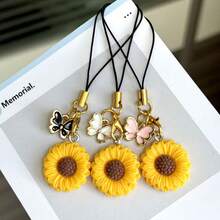 1pc Sunflower Phone Charm Pendant, Creative Small Accessory, Suitable As Gift - Multicolor - View 6