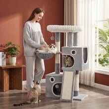 HaluPeit Three Color 100.5cm Cat Climbing Frame, Integrated Cat Scratch Column Cave Amusement Tower, Suitable For Indoor Use - Light Grey - View 2