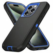 Durable Shockproof Protective Case For Phones - Black/Blue, Heavy-Duty Dual-LayercShock-Absorbing Protective Shell, With Port Dust-Proof And Scratch-Resistant, Compatible With IPhone Series, Unisex, Everyday Use - Black Blue - View 67