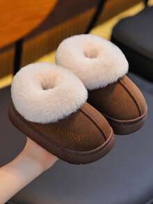 1 Pair Kids Indoor Slippers - Soft Sole Anti-Slip, Warm Winter Boys & Girls, Easy On/Off Open Design, Lightweight Home/Outdoor Shoes, - Brown - View 3