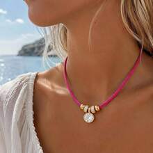Oval Cubic Zirconia Pendant Silk Cord Necklace, Suitable For Women, Exquisite Bezel Design, Transparent Cubic Zirconia Minimalist Neck Chain Jewelry Gift. - Milan Rope Pendant Necklace - View 2