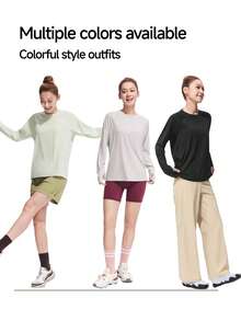 Beneunder Women's Breathable Long-Sleeve Sun-Protective T-Shirt (Loose Fit) AS001 - Black - View 6