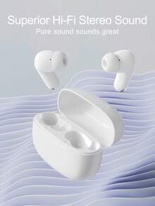 True Wireless Bluetooth Earbuds With Built-In Microphone For Clear Calls, Long Battery Life, Sweat-Resistant Design, Compatible With IOS And Android Devices, Suitable For Fitness, Running And Daily Use - White - View 3