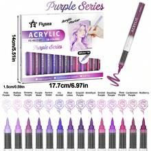 Flysea Acrylic Paint Markers, 1 Box 14 Colors, Liquid Ink Soft Tip, Waterproof Stackable Colorful Painting Graffiti, Coloring Set, First Day Of School - Multicolor - View 13