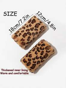 1 Pair Of Winter Half-Finger Leopard Print Gloves, Comfortable And Warm, Essential For Winter Cycling, Office Work, And Outdoor Activities. - Multicolor - View 4