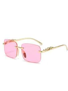 1pc New European And American Square Small Frame Fashion Glasses For Men And Women, Daily Wear, Outdoor, Sun Protection, Driving, Beach Vacation, Photography, Decorative - Multicolor - View 5