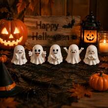 Halloween Ghost Mini Figurine Set, Cute Mini Ghost Home Decor, Holiday Home Decor Upgrade, Office Desk Halloween Party Decoration, Autumn Seasonal Desktop Ornament - A - View 2