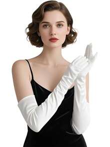 1對 D EXCEED 1920年代短款緞面歌劇手套 女款婚禮新娘手套 茶會手套 復古 Flapper 裝扮配件 萬聖節飾品 - 多色 - 查看 37
