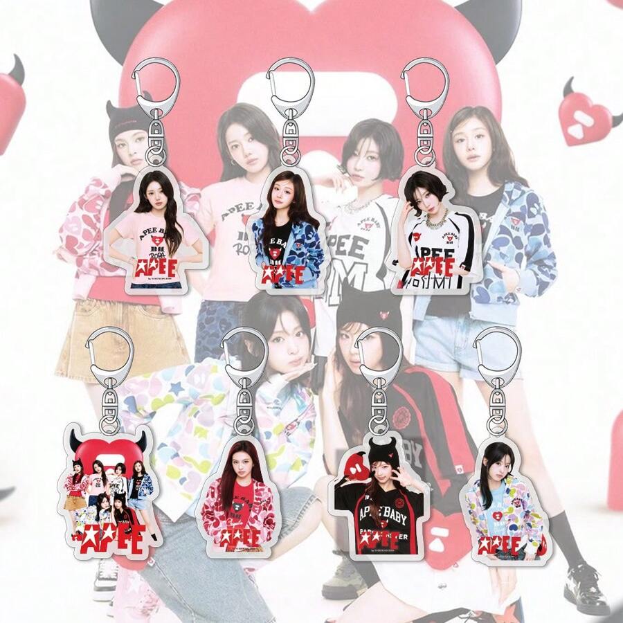 2026BABYMONSTER New Collaboration Cartoon Acrylic Keychain Personalized Pendant - Multicolor - View 1