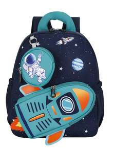 Cute Cartoon Kindergarten Backpack, Space Design Lightweight School Bag For Preschool Boys - A - View 15