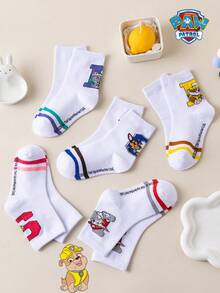 1/5/10 Pairs Paw Patrol Kids Socks Cute Puppy Winter Letter Mid-Calf Socks Fun Christmas Gift Children Socks - Multicolor - View 6