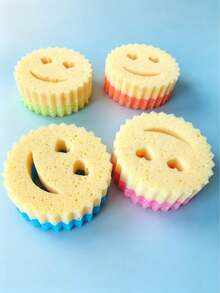 Heart-Shaped Smiling Face Multi-Functional Double-Layer Temperature-Sensitive Frosted Sponge. Cute And Practical, With Powerful Cleaning Ability, Double-Sided Kitchen Cleaning Sponge - Temperature-Sensitive And Non-Scratch, Suitable For Cleaning Tableware And More, Multi-Sided Design, Suitable For Modern Kitchen Sink Use, Can Be Used For Dishwashing, Suitable For Home Kitchen, Restaurant And Various Kitchen Utensils And Household Items. - A - View 9