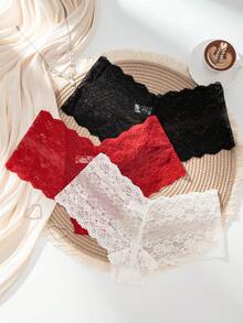 3pcs/Pack Women's Plus Size Lace Panties, Sexy & Comfortable Triangle Briefs - Multicolor - View 2