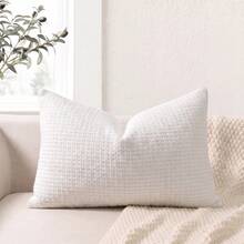 1pc Chenille Decorative Pillow Cover, Soft Woven Texture Luxury Cushion Cover For Bed And Living Room Sofa - White - View 7