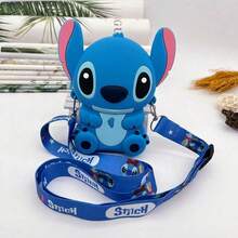 1pc Disney Stitch Cute Cartoon Silicone Crossbody Coin Purse, Multi-Functional Waterproof Bag - Multicolor - View 10