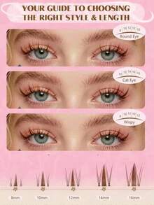 Spiky Eyelash Cluster Set Anime Style Eyelash Extension Kit 144pcs D-Curl Fine Eyelash Clusters 8-16mm Suitable For Beginners DIY At Home Create Realistic Eyelash Extension Effect In Minutes - C - View 3