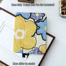 Floral Pattern Tablet Protective Case, Tri-Fold High Transparency Acrylic With Pen Slot Protective Case. Tablet Protective Case Features: Tri-Fold Stand Design, Smart Sleep/Wake, Full Coverage Protection, Skin-Friendly Frame Material, Airbag Shockproof Frame, Multi-Angle Stand, Built-In Pen Slot, Precise Cutouts, Lightweight And Portable. - Multicolor - View 1