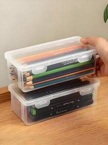 1/2pcs Rectangular PP Plastic Box, Deep Tool Storage, Nail File, Nail Brush, Light Therapy Pen Sponge Eraser Storage Box, Portable Transparent Long Box, Rectangular Jewelry Storage Box, Nail Art Storage Box - Multicolor - View 7