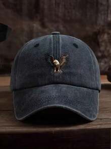 1pc Printed Baseball Cap With Flying Eagle Graphic, Suitable For Men's Outdoor Wear, Fashionable And Versatile, Hip-Hop Style, Design, Washable, With Distressed Effect - Multicolor - View 12