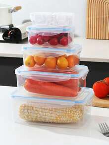 4件組密封蓋便當盒套組,食品儲存容器,防漏剩菜盒,可堆疊,適用冷凍庫/微波爐/洗碗機,廚房必需品,廚房,便當盒,旅行必需品,食品包裝(特大 + 大 + 中 + 小) - 彩色 - 查看 7