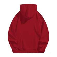 Men's Fashionable Autumn Comfortable Solid Color Pocket Hoodie, Mens Hoodies Vintage Oversized Hoodie Couples Cotton Pullover Hoodies Streetwear-L61 - Red 1 - View 2