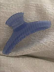 1pc Blue Plaid Twill Hair Clip, Transparent Grid Non-Slip Claw Clip, Retro Avant-Garde Style, Large Hair Claw, Women's Daily Hairstyle Accessory - Multicolor - View 7