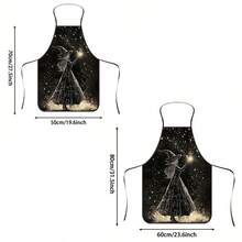 1pc Halloween Starry Sky Witch Print Apron, Featuring Pointed Hat Starry Magic Witch Pattern, Durable Cooking Apron Suitable For Bakers, Cake Decorators, BBQ Enthusiasts, Gardeners, Painters, Nail Artists - Perfect Gift For Home And Professional Chefs - Multicolor - View 11