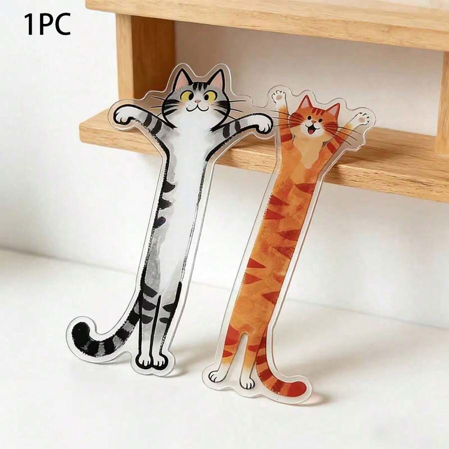 1PC Cat-Shaped Bookmark With Kitten - High-Transparency Acrylic Page Marker Suitable For Book Lovers, Cat-Themed Gift For Readers, Bookmark For Books, Journals, Planners - Multicolor - View 1