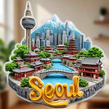 Seoul Namsan Tower Hanok Eaves And The Shimmering Skyline Magnet Where Ancient Tiles Meet The Future's Quiet Pulse Keepsake For All Metal Surfaces Throughout The Home - A - View 6