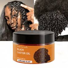 100g Black Castor Oil CURLING CLAY, Infused With Argan Oil - Curl Long-Lasting Anti-Frizz Hair, Keep Moisturized Curls Elastic Styling Conditioner Cream, Suitable For Dry And Curly Hair, Unisex. - Full Size - View 8