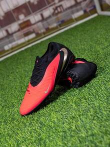 Nike Men's Football Shoes REACTX PHANTOM 6 LOW PRO TF 26 Summer New On-Field Training Turf Football Shoes HJ4123-600 - Bright Deep Red/Black/Bright Deep Red - View 1
