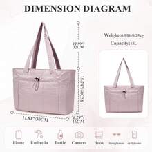 Large Capacity Lightweight Tote Bag For Women, Commuter Shoulder Laptop Bag, Fits 15.6 Inch Laptop And Tablet, Multi-Compartment Storage For Umbrella, Water Bottle, Cosmetics, Books And Documents, Waterproof Wear-Resistant Wrinkle-Resistant Fabric, Minimalist Versatile Handbag, Side External Pocket For Easy Access To Small Items, Suitable For Office Commute, Students, Short Trips And Casual Outings - Multicolor - View 7