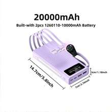 LADAPU 10000/20000/30000mAh超大容量5V2A便携式快充移动电源，高颜值商务简约风格充电器，内置4根电缆，4种模式超亮露营灯，旅行必备，适用于iPhone 6 7 8 X XR 11 12 13 14 15 16 Pro Max适用于iPad、Android手机，送给家人、朋友、孩子、生日、圣诞节、冬季、的礼物适合户外玩耍、购物、旅行、便携式电源超级快速充电，LED电量显示，适用于带有USB和Type-C端口的Android和iPhone设备的便携式充电器，安全稳定的聚合物锂电池。超级快速充电，LED 电量显示，适用于 Android 和 iPhone 设备的便携式充电器，带有 USB 和 Type-C 端口，安全稳定的聚合物锂电池适合户外玩耍、购物、旅行，适用于 Apple iPhone、iPad、Android 手机的便携式电源，适合家人、朋友、生日、圣诞节、冬季的礼物 - 紫色 - 查看 8