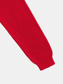 Women's Christmas Letter Print Colorblock Crew Neck Drop Shoulder Loose Pullover Sweater, Comfortable & Fashionable For Holiday Season - Red - View 7