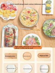 500pcs Transparent Plastic Packaging Lids PE Film Plastic Bags Bowl Covers Leftover Food Covers, Keep Food Fresh, Kitchen Supplies, Home Cooking - Multicolor - View 4