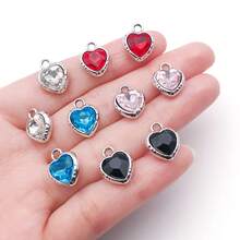 5/10pcs Heart Rhinestone Charms Multicolor Faceted Crystal Heart Pendant Charms For DIY Bracelet Necklace Earring Jewelry Making Findings - Multicolor - View 3