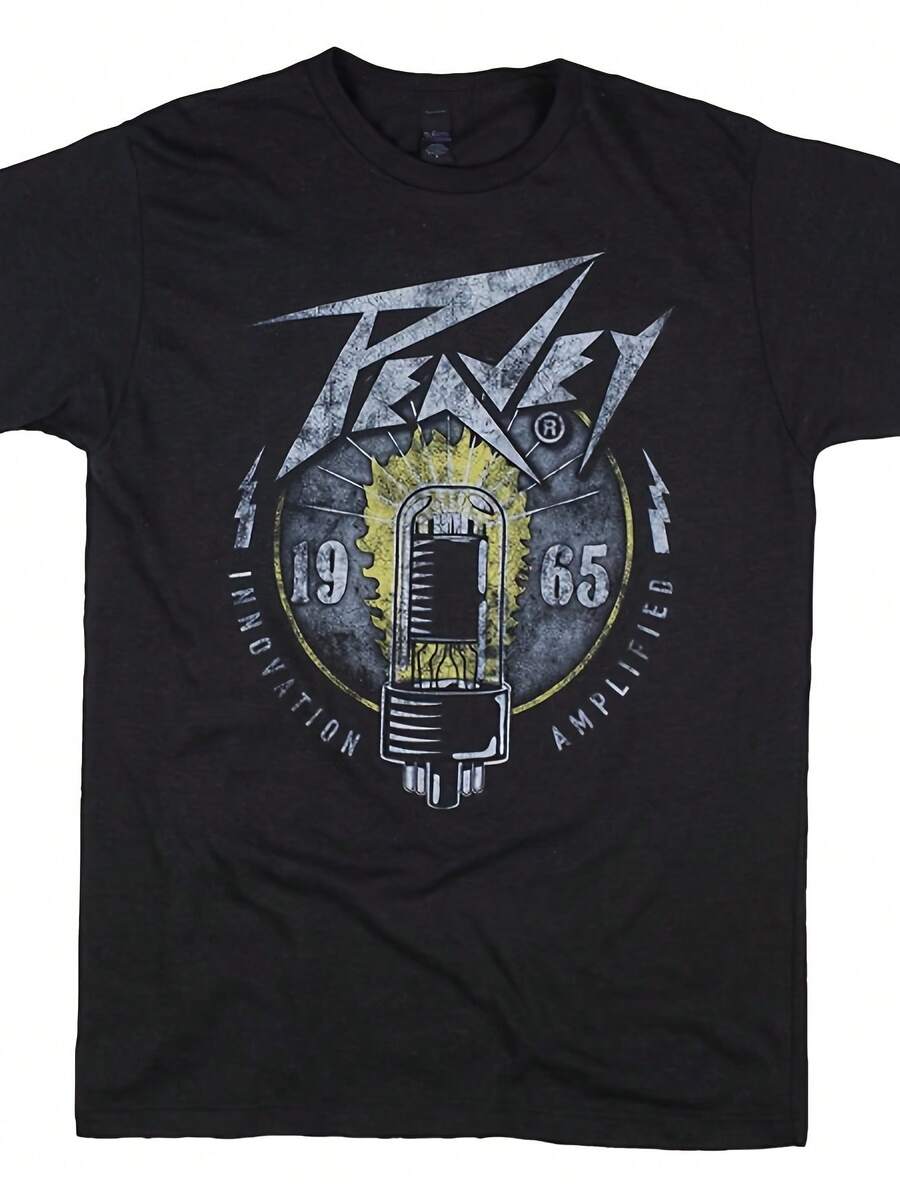 Local Warehouse Pure Cotton Unisex Y2K Streetwear Summer Men's & Women's Peavey Vacuum Tube Unisex 100% Cotton T-Shirt, Soft, All Season Casual Street - Black - View 1