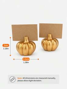 2 Pieces Pumpkin Place Card Holder Set, Gold Fall Tabletop Stands For Guest Names, Reserved Signs, Menu Cards And Photos, Harvest Wedding, Thanksgiving And Seasonal Home Decor - Multiple Styles - View 9