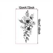 1Pc Washable Temporary Tattoo, Vivid Red Ink Flower Minimalist Design, Suitable For Daily Use - Brown - View 7