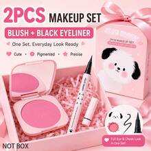 JOJO DIARY 2PCS/Blush + Eyeliner Set, Corrects Skin Tone, Natural Lightweight Effect, Long-Lasting, Waterproof And Sweatproof, Suitable For All Skin Types, Shapes Facial Contour - Multicolor - View 1