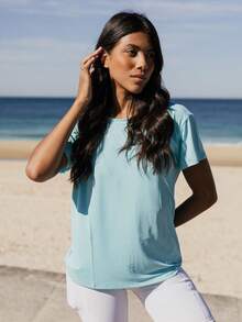 Breathable And Quick-Drying Fitness T-Shirt - Soft Touch - 長春花藍 - 查看 2
