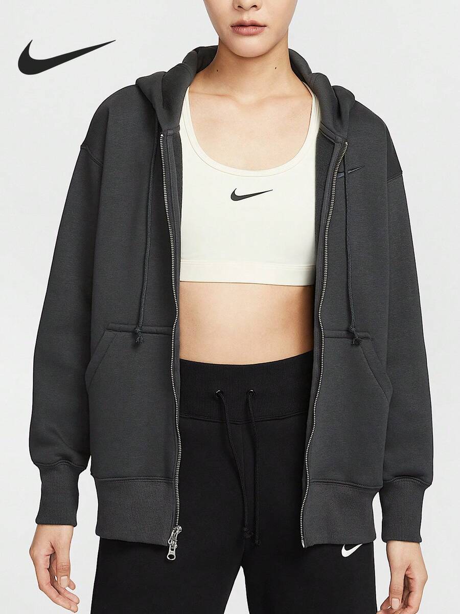 Nike/Nike Authentic New Women's Oversized Zip-Up Fleece Jacket DQ5759-060 - DQ5759-060 - View 1