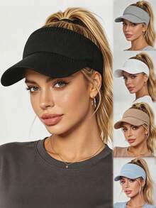 1/2/3pcs Women's Vintage Sun Protection Hat UV Protection Ponytail Cap Fashion Pointed Mesh Baseball Cap, Suitable For Y2K, Beach, Swimming, Tennis And Golf, Vacation - Multicolor - View 1
