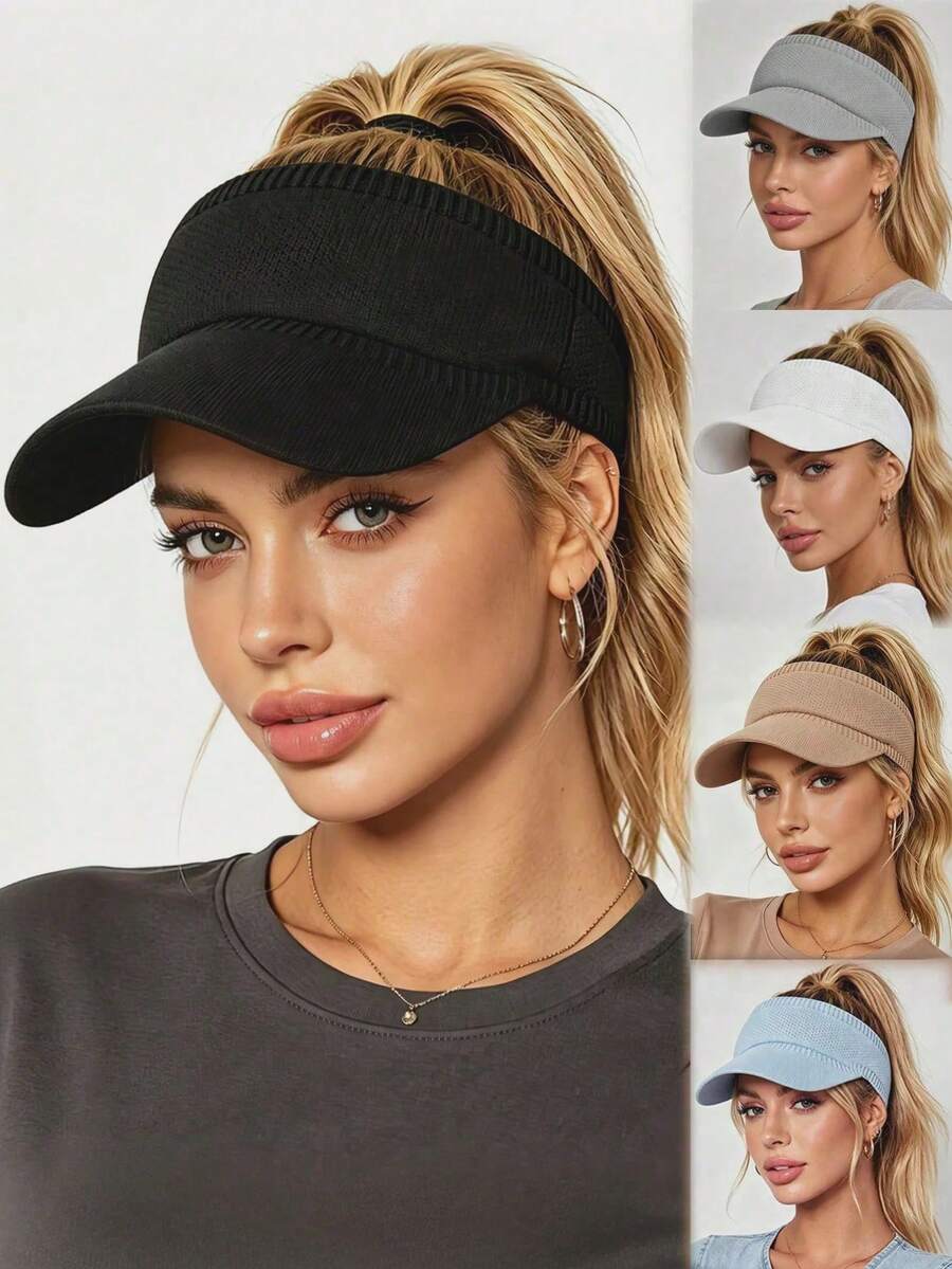 1/2/3pcs Women's Vintage Sun Protection Hat UV Protection Ponytail Cap Fashion Pointed Mesh Baseball Cap, Suitable For Y2K, Beach, Swimming, Tennis And Golf, Vacation - Multicolor - View 1